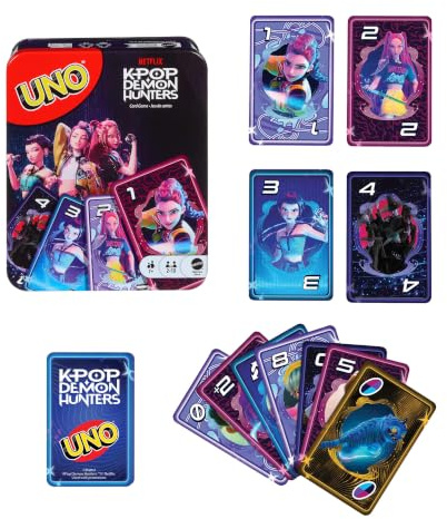 Mattel Games UNO Netflix KPop Demon Hunters Kartenspiel | Vom Film inspiriertes Kartenspiel mit spezieller „Golden Honmoon“-Regel, für Kinder, Jugendliche und Familienabende, JTT40