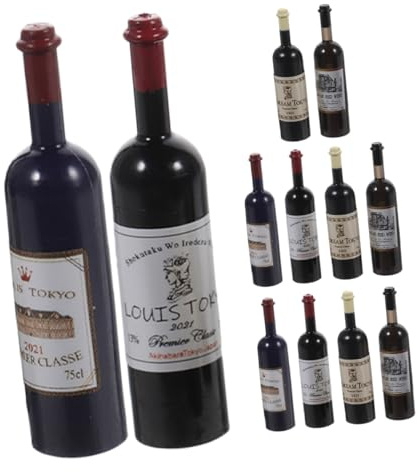 Abaodam Lot de 12 Bouteilles de Vin Miniatures en Plastique pour Maison de Poupée, Assorties, Décorations Réalistes pour Accessoires de Poupée, Jouets Miniatures pour Scènes de Fête