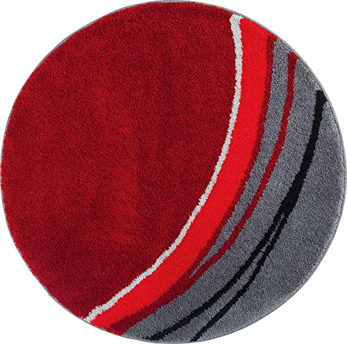 Erwin Müller Badematte Mykonos, Badteppich, Badvorleger rutschhemmend rot Größe rund: 90 cm Ø - kuscheliger Hochflor, für Fußbodenheizung geeignet (weitere Farben, Größen)