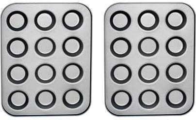 Samuel Groves Great British Bakeware 2 Pack 14 (36cm) Superior Double Coated Non-Stick 12 Hole Yorkshire Pudding Tray, Muffin, Fairy Cake Tin Tray, Cupcake, PFOA & BPA Free Cookware, Made in England