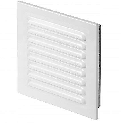 140 mm x 140 mm White Metal Air Vent Grille with Fly Screen Ventilation Duct Cover with Flange