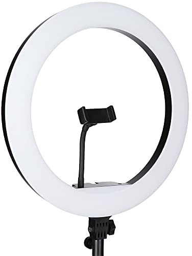 Rollei Lumis Slim RGB-Ringlicht mit Lampenstativ und Smartphone-Halterung in schwarz. Das ideale für Videokonferenzen, Livestreams und Vlogging (weiß)