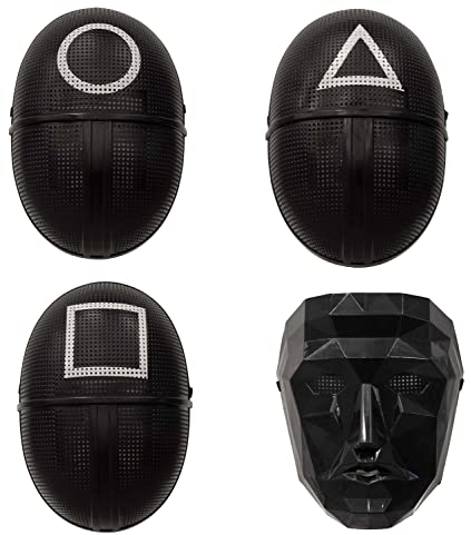 Boland - Maschera triangolo, quadrato, cerchio o leader, 4 motivi da scegliere, soldato, guardia, giocatore, maschera facciale, maschera gioco coreano, gioco, costume, carnevale, festa a tema