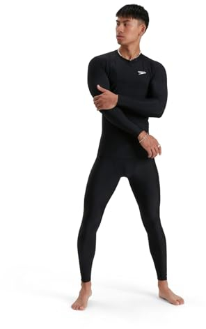 SPEEDO Herren Langärmeliges Rash-Top Neopren-Shirt, Schwarz/Weiß, M