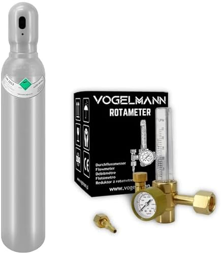 CO2-Flasche voll 8L 1,5m³ mit Regler Vogelmann Drehregler Gasdienst, Zylinder Set Gaskolben