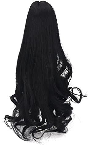 1/3 BJD-Puppenhaar, DIY-Perücke, Lockiges Haar, Kunstfaser, Dämonenmädchen, Puppen, Kugelgelenkpuppen, Weich, Glatt, Silbergrau, Natürlich Gelockt, für DIY-Puppenperücken, Schwarz, 22,9 cm
