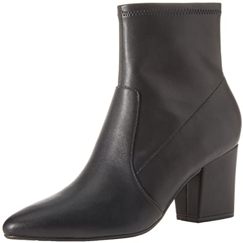 Amazon Essentials Women's Fitted Stretch Heel Boot, Black Shine, 8.5
