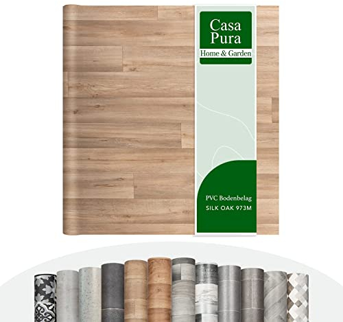 casa pura Vinylboden Meterware Atlantic - Holzoptik Fliesenoptik Steinoptik - PVC Bodenbelag - Vinyl Designbelag für Küche, Bad & Wohnbereich (Silk Oak 973M, 200x800 cm)