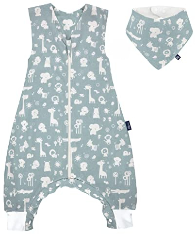 Alvi Sommer-Schlafsack mit Füßen/Sleep-Overall Light/Jumper + GRATIS Halstuch - Zootiere - Gr. 90 cm