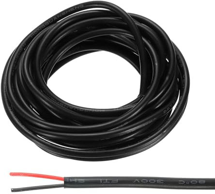 sourcing map 26AWG Electrical Wire 2 Conductors LED Power Lighting Cable Tinned Copper 9.8Ft Low Voltage PVC Case Flexible Extension Cord Black for LED Strips Lamps Lighting