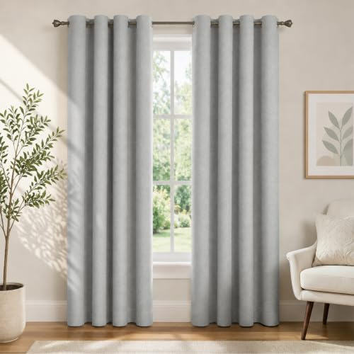 Ystyle Rideau Occultant Lot de 2, 140x145 CM, Noir | Rideaux Floraux Vintage Élégants, Rideau Thermique Isolant Anti Froid et Chaleur, Idéaux pour la Chambre et le Salon