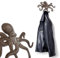 BigDean Oktopus Design Kleiderhaken Krake Schwarz Braun 25 x 17 cm (BxH) Vintage Jackenhalter Garderobenhaken zum Aufhängen von Jacken & Kleidung - Wandhaken