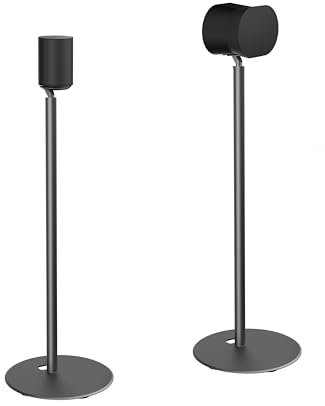 Mount Plus SB-71113 2 Pack Fixed Height Speaker Floor Stand Made for Sonos Speakers | Compatible with Sonos ERA 100 and ERA 300 Speakers | Cable Management (2 Pack Black Floor Stand)