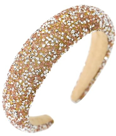 Serre Tete Paillette, Strass Dorés Serre Tête Femme Serre Tete Cheveux Wide Serre-Tête Accessoires Cheveux Doux Élégants pour Quotidienne, Fêtes, Spectacles, Photographie