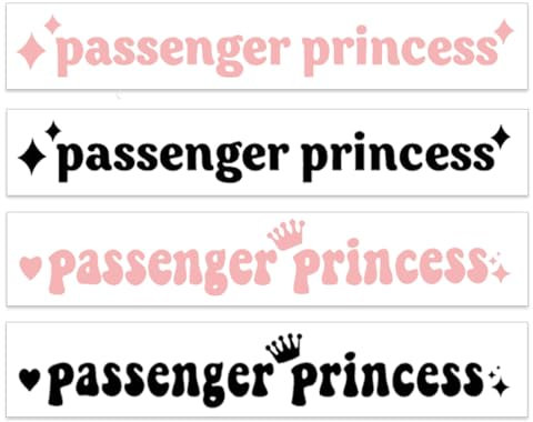 XUZOPIM Passenger Princess Stickers Pack Of 4 Passenger Princess Rear View Mirror Stickers Vinyl Car Sticker Funny Car Mirror Sticker For Car Window And Car Decoration Car Accessories For Women