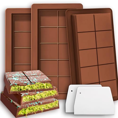 3 Pezzi Stampo per Cioccolato, Stampo Cioccolato Tavoletta in silicone, Stampo per Tavoletta di Cioccolato Profonda, Cioccolato Dubai Stampo per DIY Cioccolatini Caramelle