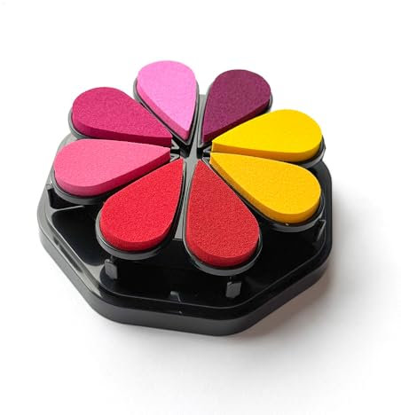 Stemplino® Stempelkissen Set Stempelblume - 8 wasserbasierte Pigmentfarben im Rondell - einzeln entnehmbar - präzises Stempeln für Embossing, Scrapbooking, Bullet Journal (Summer)