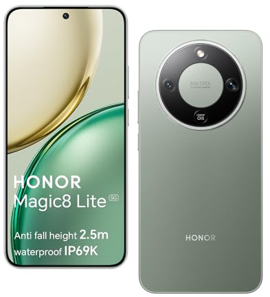 HONOR Magic8 Lite Smartphone 5G, AI Camera 108MP, 7330mAh Batterie, 8GO 512GO Telephone Portable, Écran de 6,79 Pouces, Qualcomm Snapdragon 6Gen4, 2,5m Anti-Chute, IP69K IP68, Vert