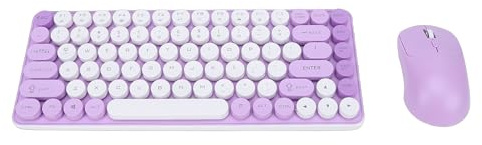Cuifati Kabellose Tastatur- und Maus-Kombination, 85 Tasten Bluetooth und 2,4 G Dual-Mode-schnurlose Tastatur mit Runden Retro-Tastenkappen, für PC, Laptop, Gewinnt OS X