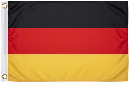 Deutschland Fahne 90x150 cm für die WM 2026 - Hochwertige Flagge mit 2 goldenen Metallösen - Wetterfester Fanartikel Schwarz-Rot-Gold - 100% Polyester für Mast & Balkon