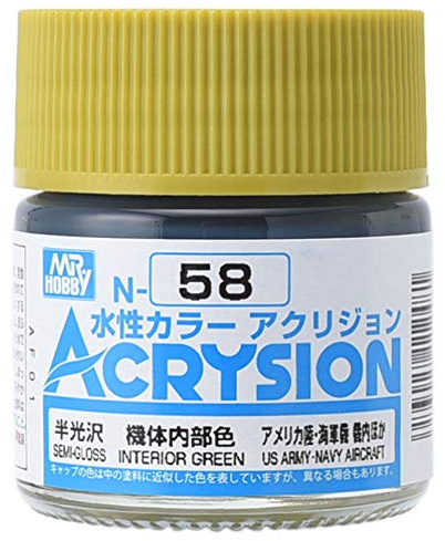 GSI Creos Mr. Hobby N58 Acrysion Color Interior Green, wasserbasierte Acrylfarbe, Modellbau Farbe, 10 ml