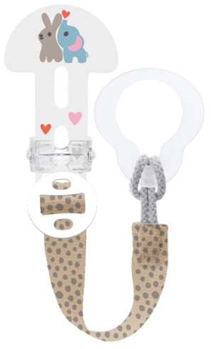 MAM Clip It Dummy Clip | Baby Soother Clips Fit All MAM Soothers | Adjustable Length and Lightweight Design | Baby Accessories | Spotted Strap (Various Designs) | Dummies Not Included