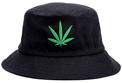 FENRIR Bucket Hut Marihuana Weed Leaf Cannabis – faltbar Snapback Herren Damen, Schwarz , Einheitsgröße