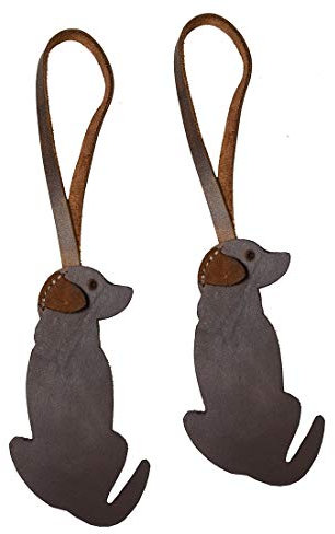 Hide & Drink, Leder-Labrador-Ornament (2 Stück) / hängende Labrador-Dekoration / Hundeornament / hängende Dekoration für Geldbörsen, Handtaschen & Rucksäcke, handgefertigt: Bourbon Braun