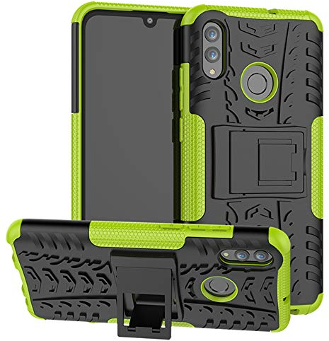 Yiakeng Cover per Huawei P Smart 2019, Cover per Honor 10 lite, Doppio Strato Silicone Antiurto Far Cadere Protezione Con Kickstand Custodia per P Smart 2019 Plus (verde)