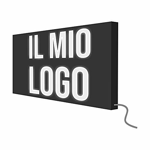 Vestin - Insegna personalizzata luminosa quadrata monofacciale in dibond con interno in plexiglass - Vari colori (NERO, 50x50 cm)