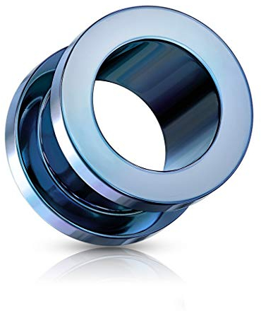 beyoutifulthings Ohr-Tunnel Hell-Blau Ohr-Piercing Edelstahl Ohr-Schmuck Screw Fit Flesh Plug Schraub-Verschluss 19mm