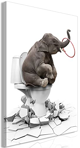 murando - Wandbilder Lustiges Elefantenmotiv 40x60 cm 1 tlg - Wand Deko Vlies Leinwand Bilder Groß Wanddeko Wohnzimmer Schlafzimmer Kunstdrucke - Tiere Abstrakt Zirkus Toilette g-C-0277-b-a