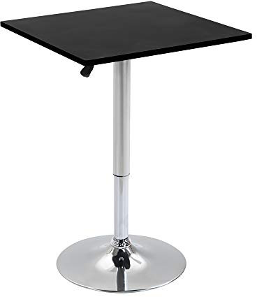 HOMCOM Tavolo Quadrato Regolabile in Altezza, Metallo e MDF, Tavolino da Bar, Cucina, Soggiorno, Nero, 60x60x82-103cm