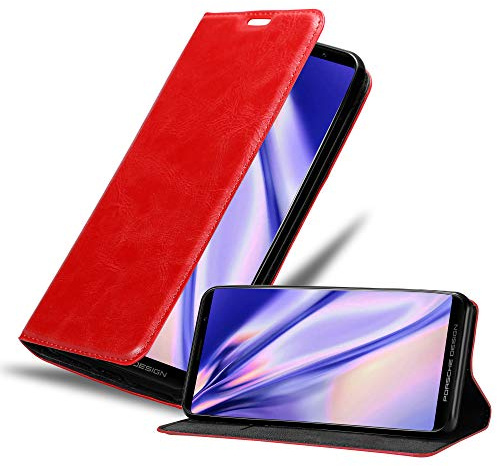 Cadorabo Hülle kompatibel mit Huawei Mate RS aus Premium Kunst Leder Flip Klappbare Stoßfeste Magnetische [Standfunktion] [Kartenfächern] Cover Hülle für Huawei Mate RS Tasche in Rot