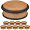 10 x Türstopper Boden, für schwere Türen, Edelstahl, Gummi, flach, Holzoptik Bodenpuffer HxD 5 x 10,5 cm, Hellbraun