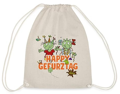 Spreadshirt Die Olchis Classic Happy Gefurztag Geburtstag Turnbeutel, One size, Natur