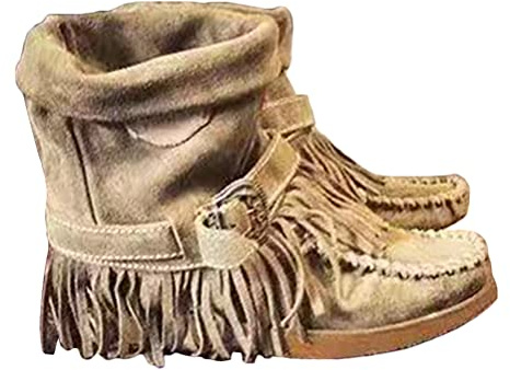 ticticlily Stivali Stivaletti Donna Scarpe da Donna Stivaletti con Frange da Donna Stivaletti Bassi Stile retrò Romano Tinta Unita con Nappine