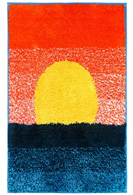 LNXSESN Badezimmerteppich Rot Gelb Blau Badematte Flauschig Mikrofaser Badvorleger rutschfest Duschvorleger Schnelltrocknend Badteppich Waschbar Badmatte Verdicken Badematten & Badteppiche 50x80cm