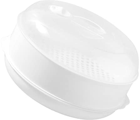 JINGLING Cuiseur Vapeur Blanc -Ondes – 3 Niveaux – Cuiseur à Vapeur résistant à la Chaleur pour Plats cuits, pâtes, gâteaux, Passe au Four et au -Ondes