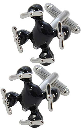 Manschettenknöpfe Herren Schwarz - Mit Box - Drohne - Langlebiges Messing - FliegendUnbemanntes Flugzeug - Schwarz und Silber Farben - Ein Paar