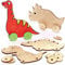 Baker Ross FC830 Dinosaurier Basteln aus Holz - 4er Pack, Kleine Rennwagen Holz Bastelsets für Kinder zum Bemalen und Basteln