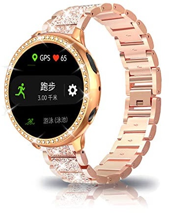 Metall Armband + Schutz Hülle Kompatibel mit Samsung Watch Active 2 44mm/ 40mm Armband Edelstahl Für Herren Damen Ersatz Für Samsung Galaxy Watch Active 2 44mm/ 40mm (Roségold,40mm)