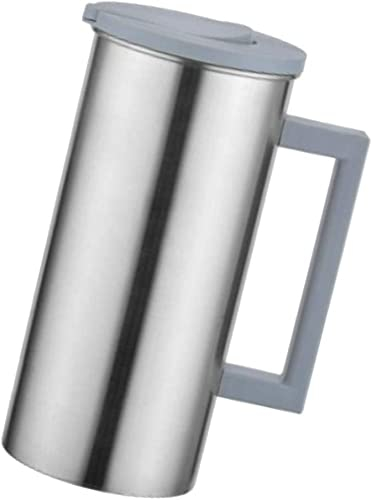 Gcroet Jarra de Agua, Jarra de Agua de Acero Inoxidable Jarra Jarra de Agua Jarra de Agua para Beber fría, 1.8 litros Grandes jarras de Agua de Acero Inoxidable jarras jarras de Bebidas Gris