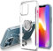 Dqtaoply for iPhone 13 Pro Case, Clear Cover Ultra Thin Transparent TPU Silicone Bumper Soft Case with 360° Ring Stand Magnetic Car Mount Cover for iPhone 13 Pro Clear