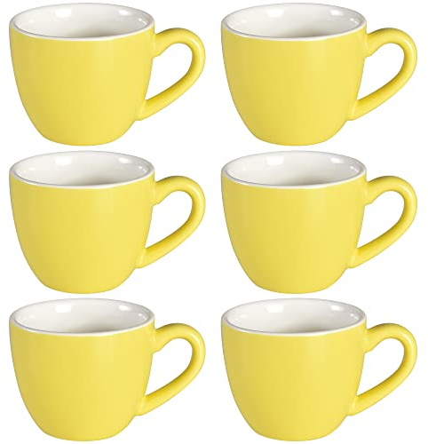 homEdge Mini Procelain - Taza de café de 90 ml, diminutas tazas de café Demitasse para espresso, té, amarillo