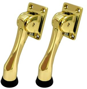 QCAA Türstopper Türschnapper aus massivem Messing, 10,2 cm, poliertes Messing, lackiert, 2 Stück