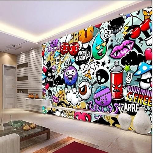 Custom Size Wall Murals,Colorful Graffiti,Removable Peel and Stick Self-Adhesive Wall Murals Large Photo Wallpaper