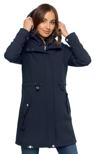 MARIKOO Damen Softshell Mantel Übergangsjacke mit Kapuze B965