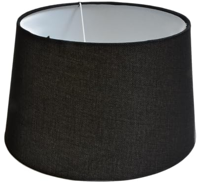 Lampenschirm rund aus Stoff H 18 x Ø 30 cm für Tisch - Stehlampen (schwarz struktur)