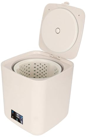 Lavadora Portátil, Lavadora Totalmente Automática de 7 litros de Capacidad, Lavadora Pequeña de Limpieza Profunda con Secadora Giratoria para Ropa Interior, (Beige)